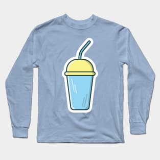 Soda Soft Drink Cup with Straw Sticker vector illustration. Drink object icon concept. Disposable plastic beverage cup with tube for soda sticker design with shadow. Long Sleeve T-Shirt